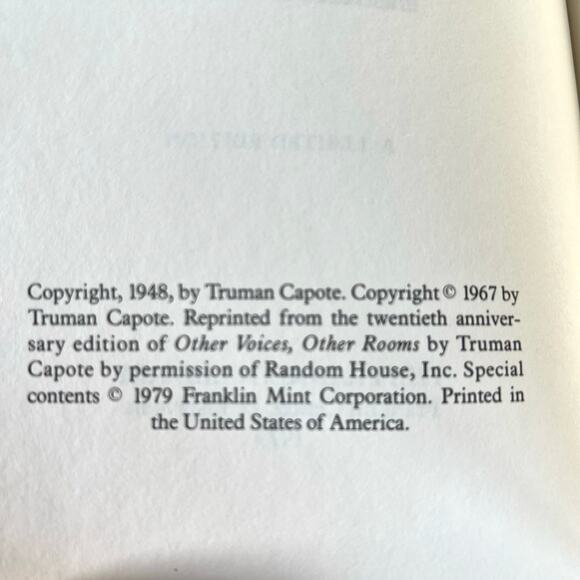 TRUMAN CAPOTE - Other Voice, Other Rooms -Franklin Library, Signed Ltd Ed, 1979 - Picture 13 of 13